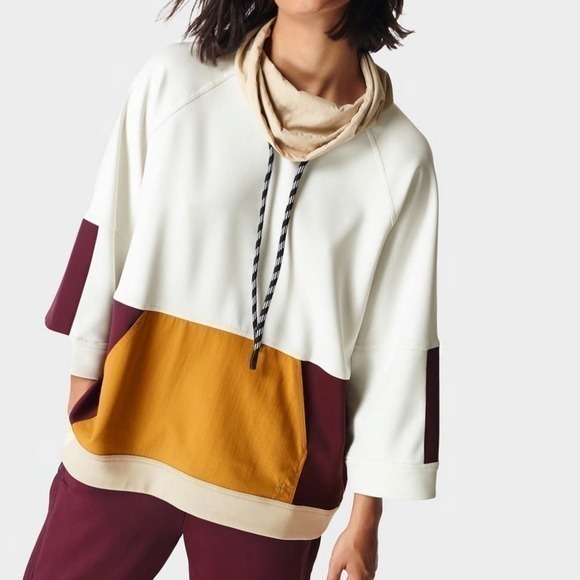 Sweaty Betty Mix It Up Colorblock Sweatshirt in Lily White Multi Size XXS NWT - Picture 1 of 6